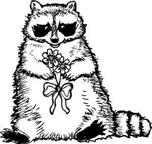 Raccoon with Flower