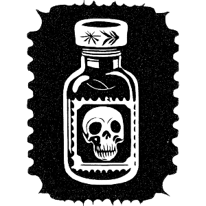 Retro Bottle of Poison with Skull