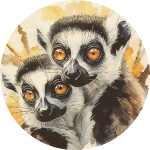 Two Lemurs Portrait
