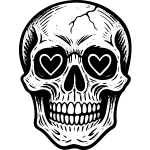 Skull with heart eyes
