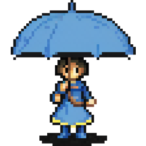 Girl Under Umbrella Pixel Art