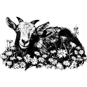 Happy Goat with Flowers 