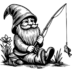 Garden Gnome With Fishing Rod