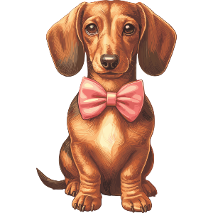 Dachsund With Pink Bow Tie