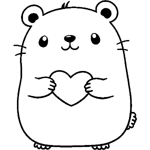 Kawaii Hamster Holding Heart