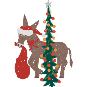 Donkey Bringing Gifts For Under The Tree 