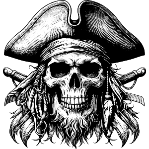 Pirate Skull with Goatee Beard