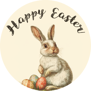 Happy Easter with Rabbit and Eggs