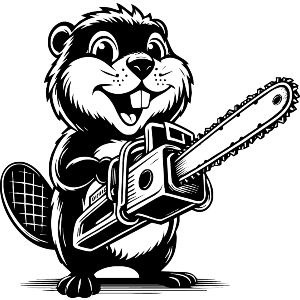 Happy Beaver With Chainsaw