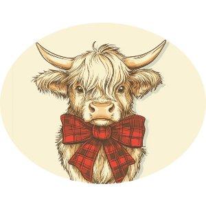 Highland Cow Plaid Bow