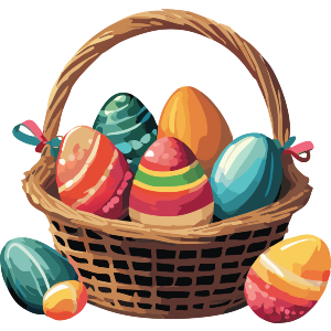 Easter Basket With Painted Eggs