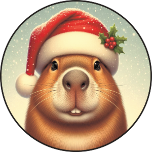 Capybara Wearing Santa Hat