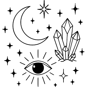 Crystals,Moon and Eye
