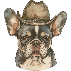 French Bulldog Wearing Cowboy Hat