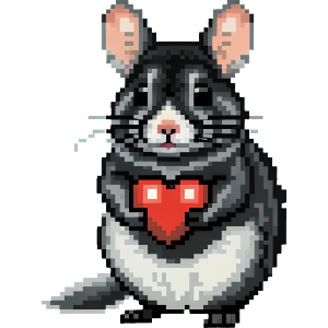 Pixel Art Chinchilla Holding Heart