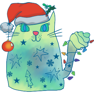 Whimsical Cat At Christmas
