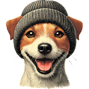 Jack Russell Wearing Woolly Hat