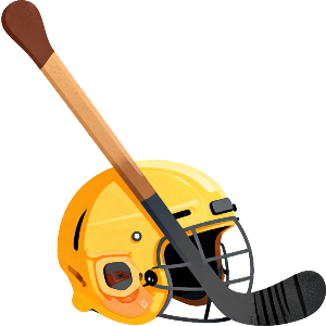 Hockey Stick & Helmet
