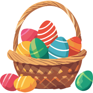 Easter Basket With Painted Eggs