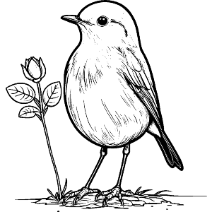Robin with Seedling