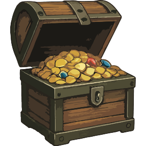 Open Pirate Treasure Chest Full Of Gold