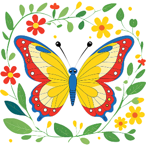 Butterfly & Flowers
