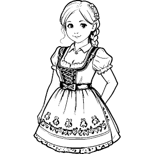 Girl Wearing German Dirndl Dress