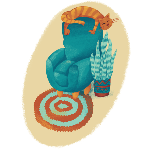 Red Stripped Cat Colorful Illustration 