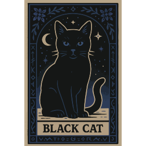 Mystical Black Cat Card