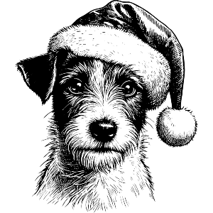 Jack Russell Dog Wearing Santa Hat