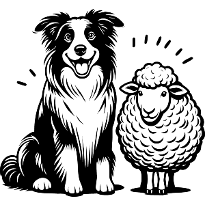 Happy Border Collie With Sheep