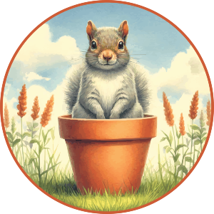 Grey Squirrel In Terracotta Pot