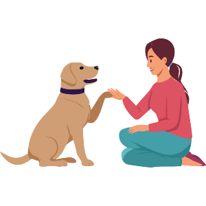 Dog Giving Paw To Woman