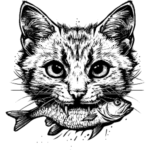 Cat with Fish in Mouth