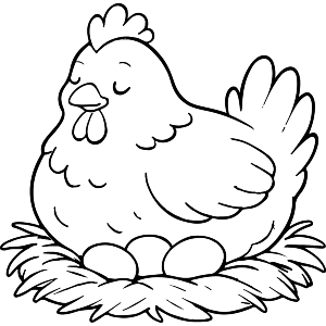 Hen Sitting on Nest