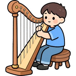 Boy Playing Harp