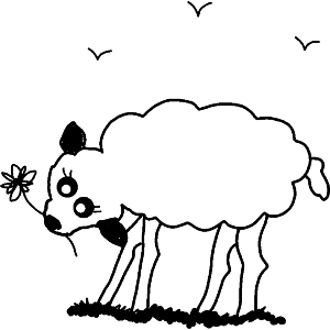 Lamb Eating A Flower 