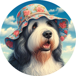 Old English Sheepdog Wearing Hat