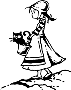 Little Girl Carrying Cat