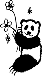 Panda Holding Flowers