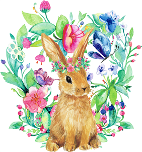 Spring Bunny With Florals