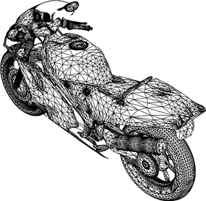 Wireframe Motorbike