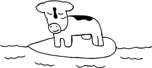 Cow On Surfboard