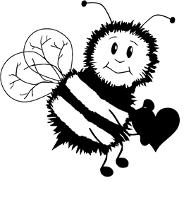 Black and White Cartoon Bee