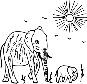 Elephant Mother & Calf