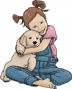 Girl Hugging Puppy