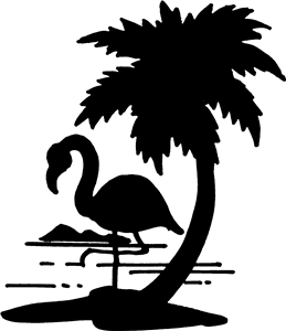 Flamingo & Palm Tree