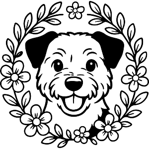 Border Terrier Floral Wreath