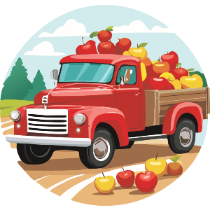 Red Truck With Apples