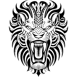 Roaring Tribal Lion Portrait